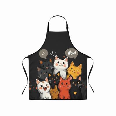 Cute Cat Pattern Kitchen Apron Waterproof Cartoon Cooking Apron Working Clothes
