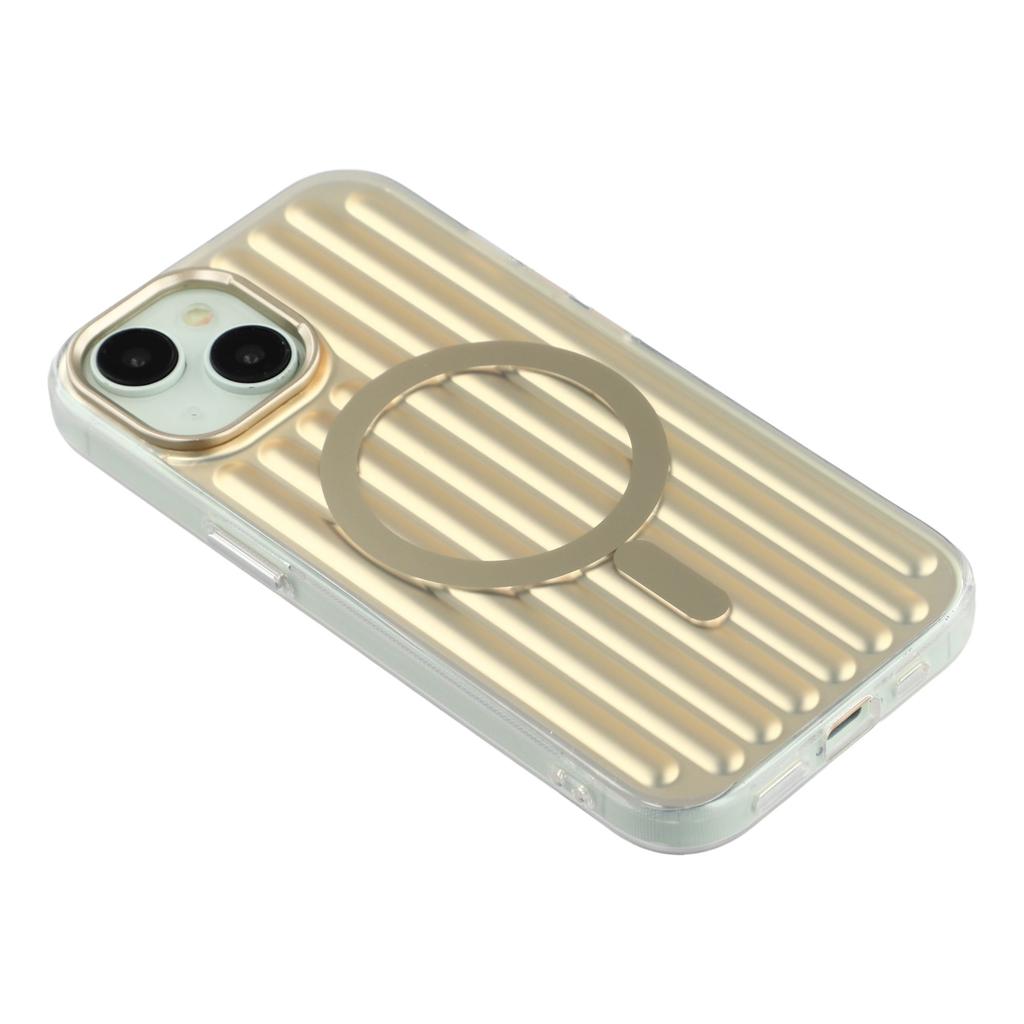 For iPhone 15 Case Compatible with MagSafe Luggage Texture IMD TPU Phone Back Cover