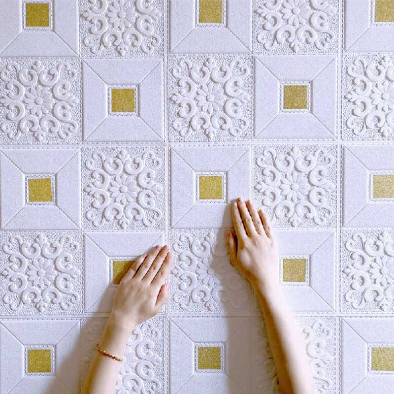 10Pcs 70x70cm Big Size Ceiling Wallpaper 3D Brick Waterproof Wall Stickers Foam Self-Adchive Wall Decoration