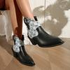 Mode 2024 Neue Mode High Heels Westernstiefel Cowgirl Cowboy Kurze Stiefel Damen Winter Damenschuhe