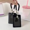 Black Leather Three-inch Card Holder Student Star-chasing Display Card Bag Girl Travel Card Holder