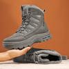 Outdoor waterproof mountaineering tactical boots fleece warm outer wear non-slip snow boots high-top sports cotton shoes