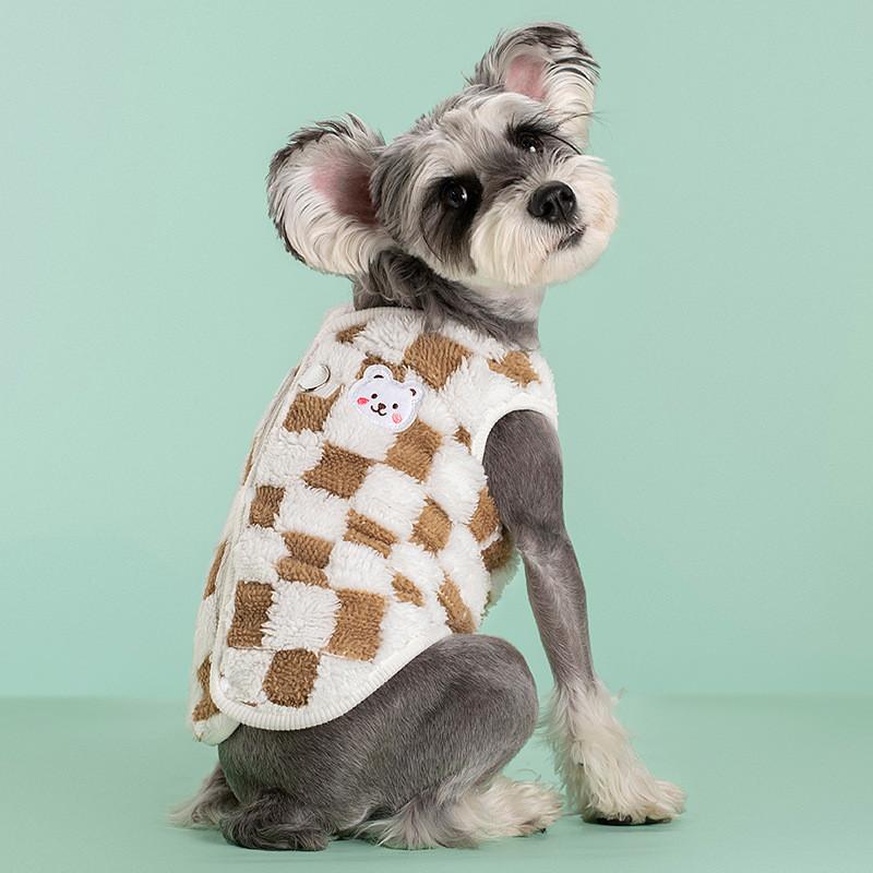 

Осенняя и зимняя одежда для собак Мягкая клетчатая одежда Жилет из двойного бархата Жилет из бархата для кошек Одежда для домашних животных S