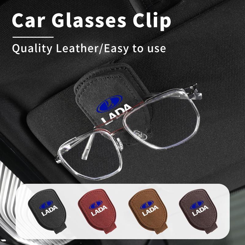 Car Mounted Suede  Sun Visor Leather Glasses Clip For Lada Vesta Niva Samara Kalina Largus Priora Xray Granta