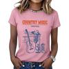 Women's Casual Short Sleeve Neck T-Shirt with Music Print for Everyday Wear