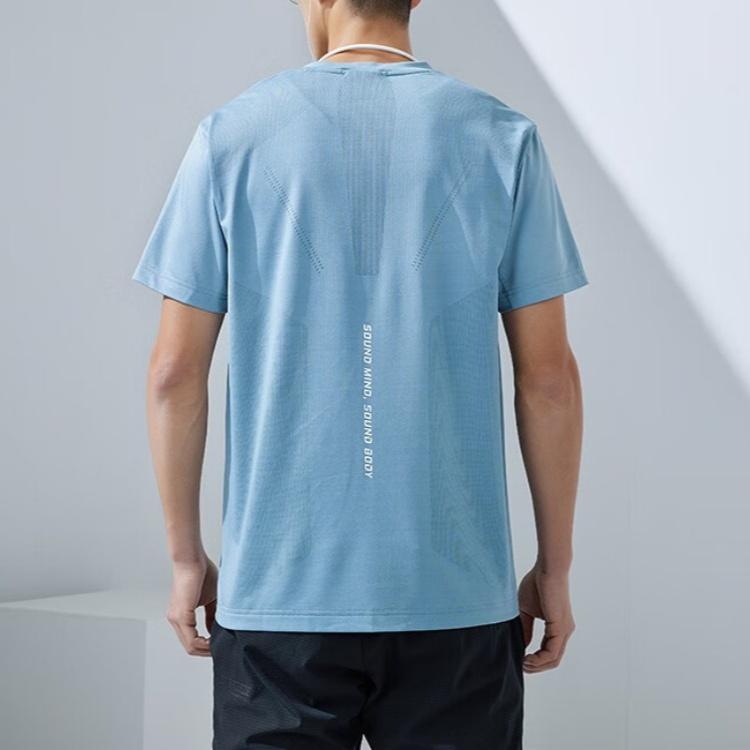 Asics Breathable Comfortable Round Neck Sports Short Sleeve T-Shirt Men Tops Gray Blue 2031E116-400