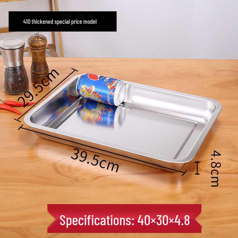 304 Stainless Steel Rectangular Tray for Steamed Fish, Rice, Chee Cheong Fun, and Baking