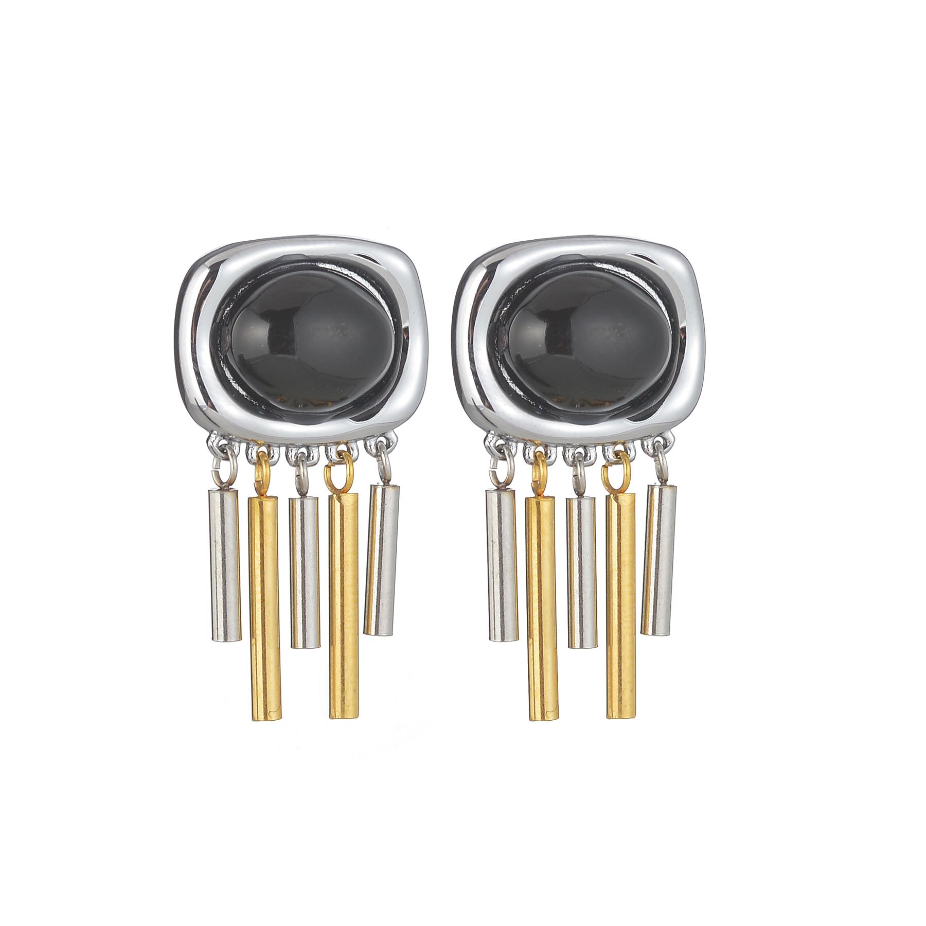 

Atoztide Fashion Geometric Tassel Earrings for Women Girl Stainless Steel Exquisite Statement Colorful Stud Earring Jewelry Gift чорний