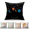 Muslim Water Color Cartoon Style Lantern Crescent Moon Stars Sofa Decorative Pillow Case Eid Ramadan Cushion Cover Cojines