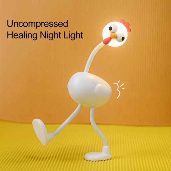 Yousheng Funny Chicken Night Light Flexible LED Desk Light with Bendable Neck And Movable Limbs Portable Bedside Lamp for Sleep Reading And Lighting