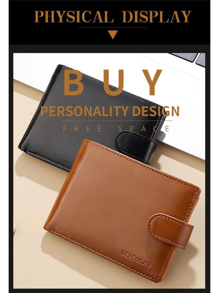 Men's Casual PU Leather Snap Wallet - Retro Coin Purse and Multi-Functional Design