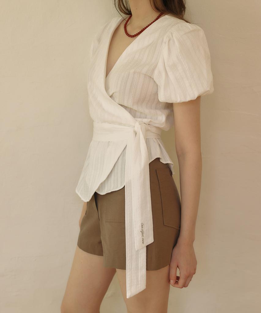 OURO Flora Wrap Blouse [ White ]