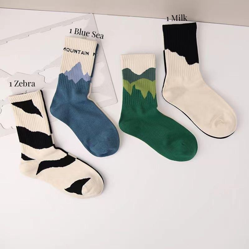 3Pairs Fashion A/B Style Women Sock Asymmetrical Street Hip Hop Skateboard Man Cotton Sock Breathable Harajuku Calcetines Hombre