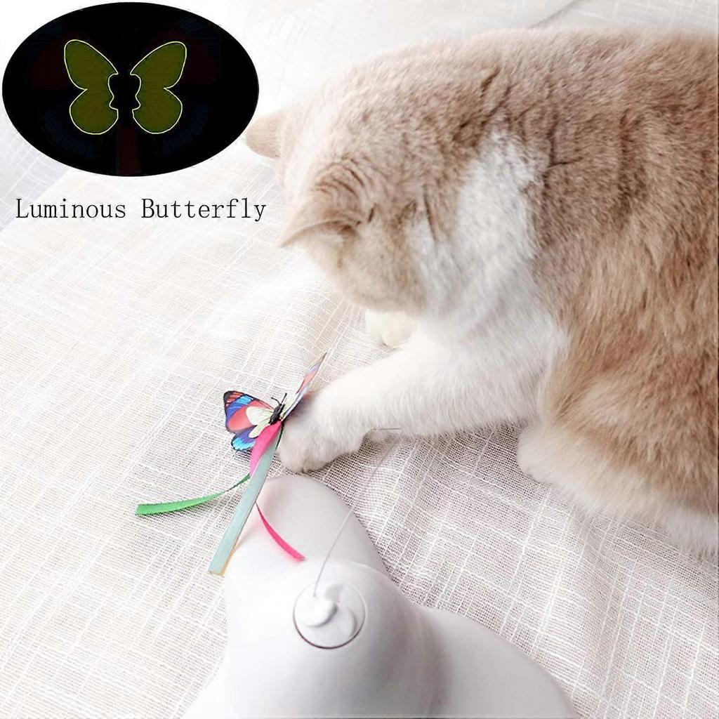 Indoor Interactive Play Teaser Cat Toy with 360Electric Rotating Butterfly (Green)