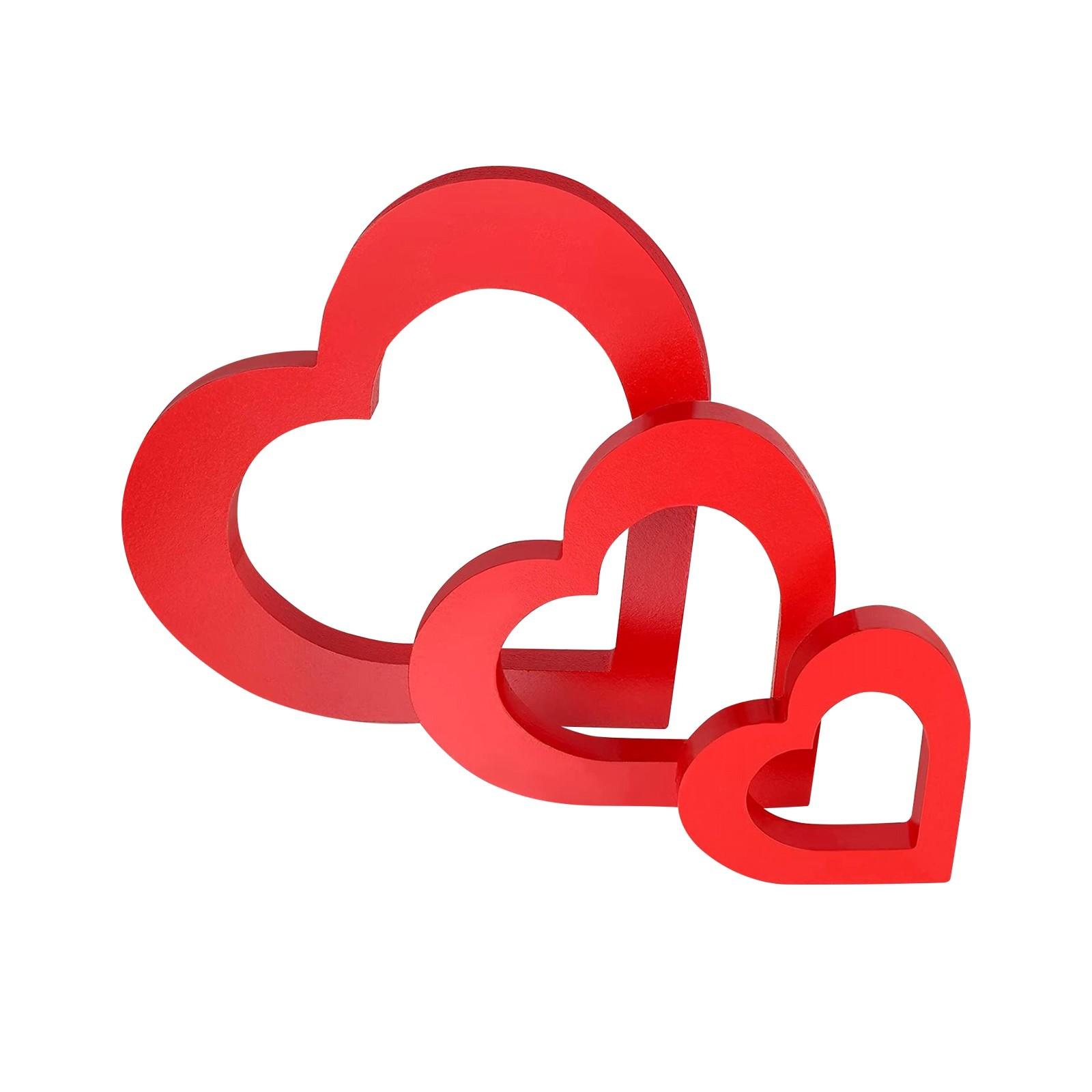 

New wooden heart shape Ornaments Home Decor Valentine s Day Living Room Desk Decoration Festival Gift Crafts One Size красный
