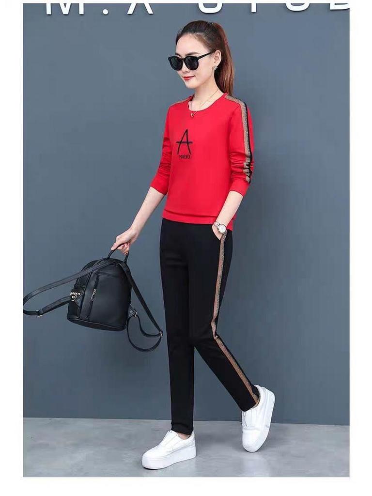 Women's European and American Spring/Autumn Fashion: Long-Sleeve Sweater Two-Piece Casual Sportswear Set