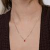 (Prata 925) Colar Pingente Mini Gota d'Água NZ2516 Vermelho
