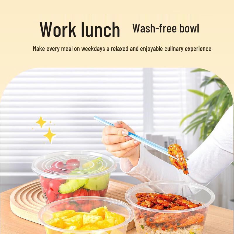 Temeiju Disposable Round Food Containers with Lids