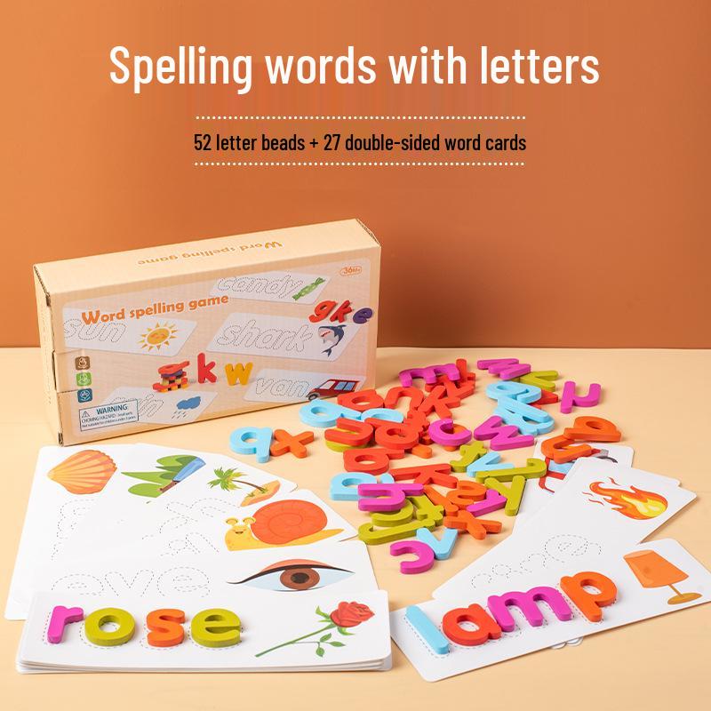 Cross-border Fun Wooden Word Battle Game: 26 Alphabet Matching Blocks Educational Toy