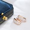 Luxury Three Big White Natural Zircon English Earrings For Women  Rose Gold  Color Mix Wedding Daily Fine Jewelry