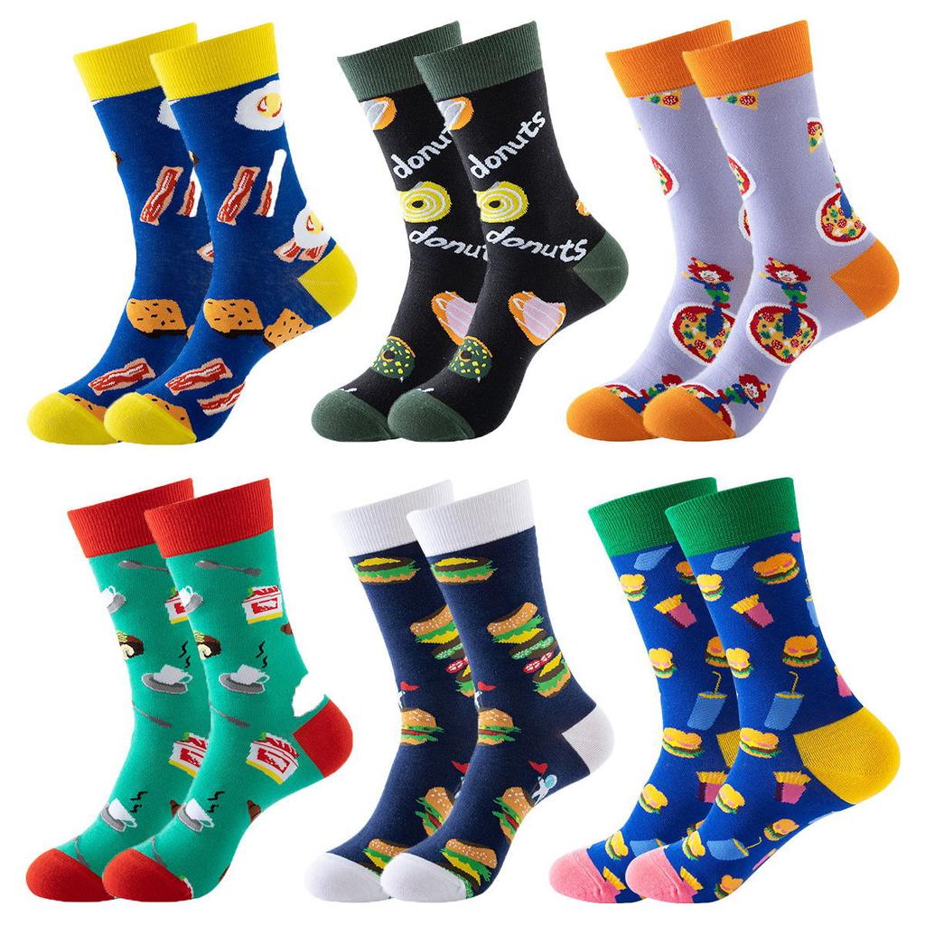 Food Series Men'S Socks Street Socks Summer Men'S Cotton Trend Socks Men'S Medium Tube Socks Men'S