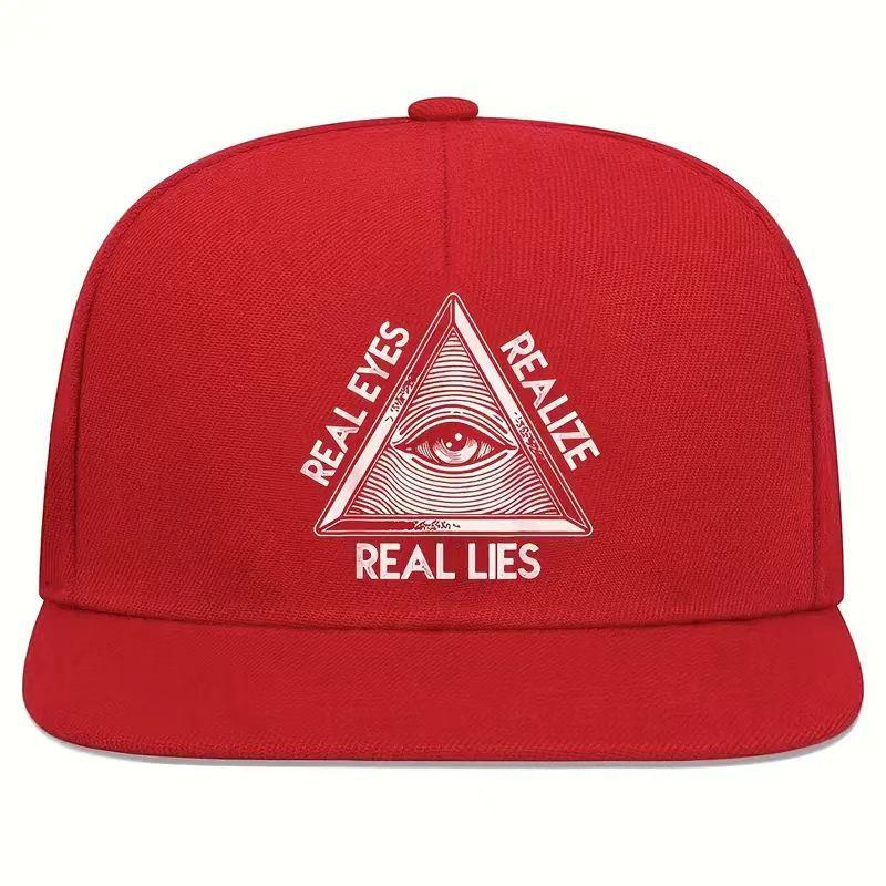 Lightweight 1pc Unisex Adjustable Snapback Cap - "Real Eyes Realize Real Lies" Print Street Style Hip-Hop Hat - 100% Polyester H