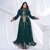 Cross-Border Foreign Trade European and American Plus-Size Women's Long-Sleeve Round-Neck Sequin Evening Gown Dress