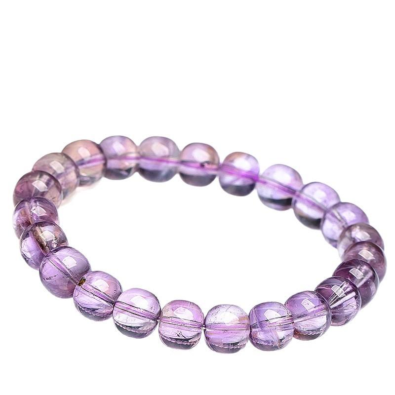Hongchu Crystal Natural Bolivian Amethyst Old-Shaped Bead Bracelet Icy Mirror Light Amethyst Bracelet