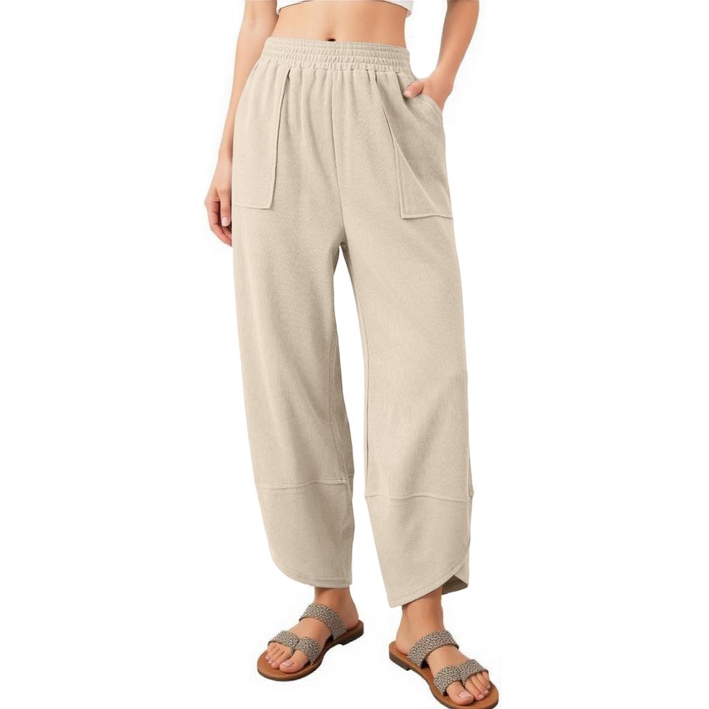 Fashion Trend Women's Solid Color Pocket Casual Cropped Pants