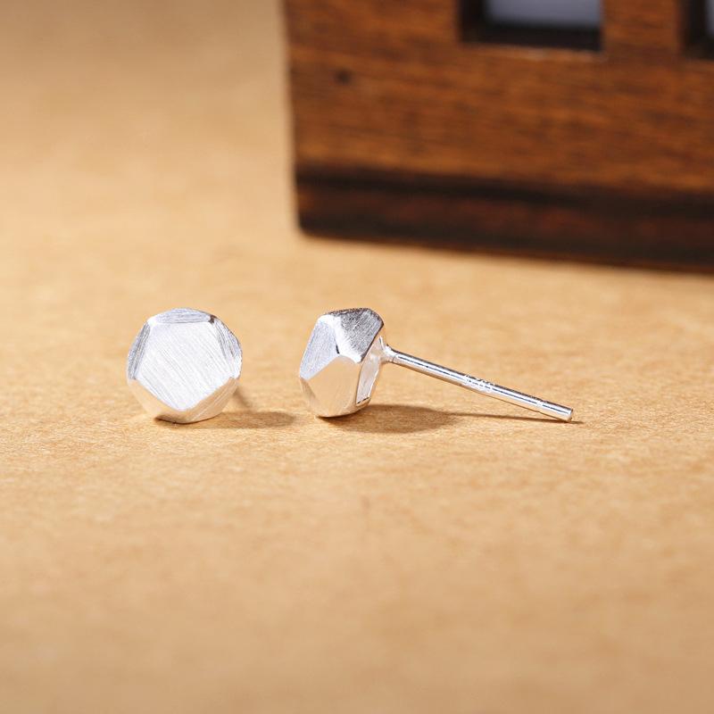 New 925 Silver Hoop Earrings Clip Matte Circle Geometric Punk For Women Girl Gift Jewelry