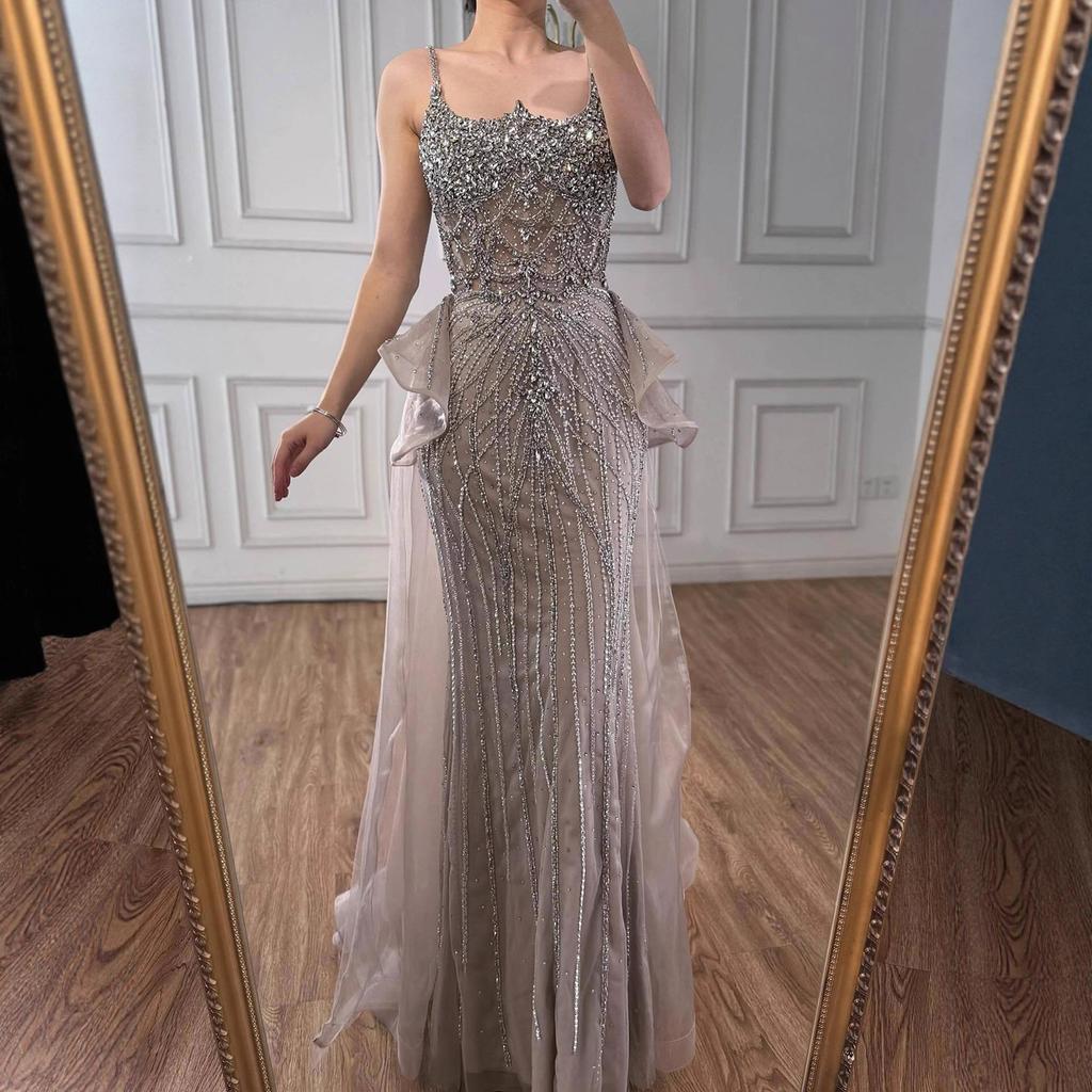 Caramel color luxury high-end beads annual meeting host catwalk performance evening dress skirt woman LA11810A