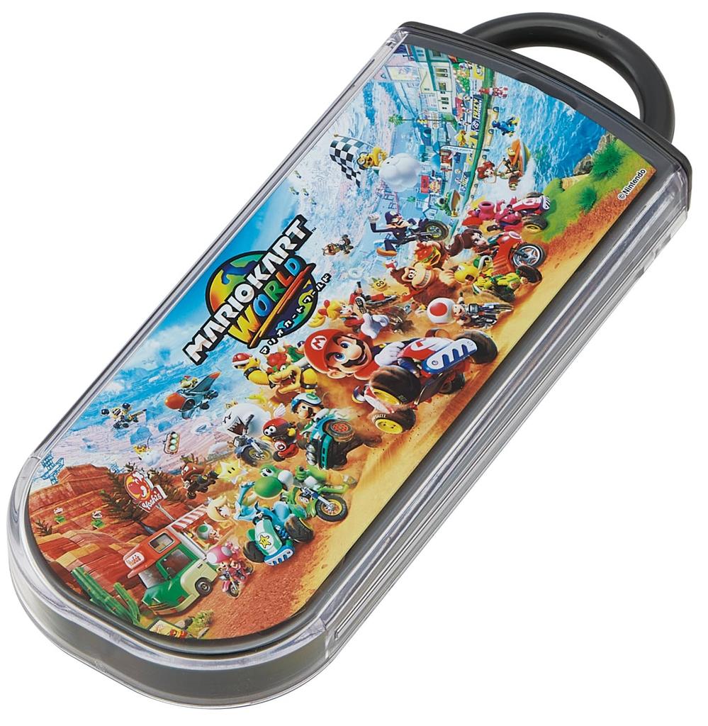 Skater Bento Chopsticks Trio Set Super Mario Mario Kart World Design for Boys Children's (Chopsticks, Spoon, Fork) 16.5cm & (TACC2-A)