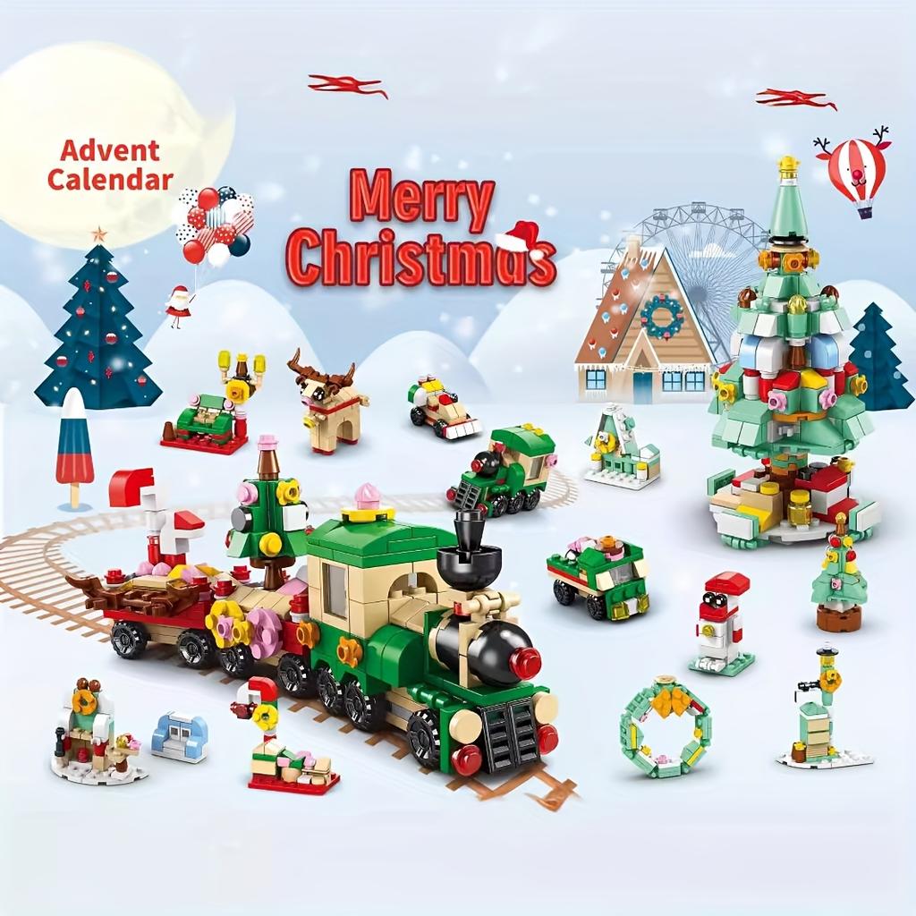 Christmas Theme Christmas Tree Train Building Blocks 544pcs, 6in1 Set, Kids Science Toy, Family Gathering, Birthday Gift