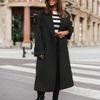Damen Herbst-Wintermantel, Revers, lockerer langer Stil, einfarbig, dicke Strickjacke, warm, winddicht, Taschen, Doppelknöpfe, langärmelig, Damenmantel, Oberbekleidung