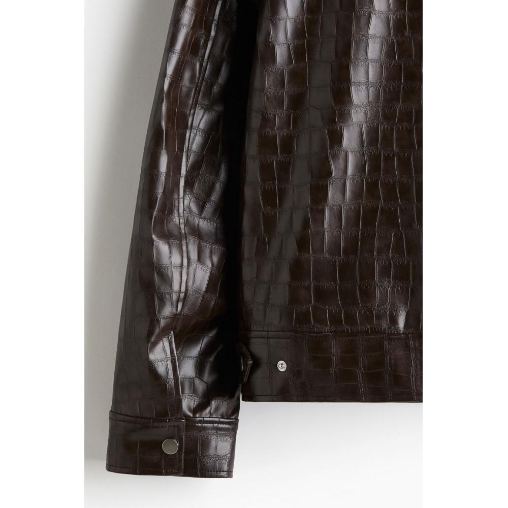 H M Regular Fit Crocodile Pattern Jacket Brown