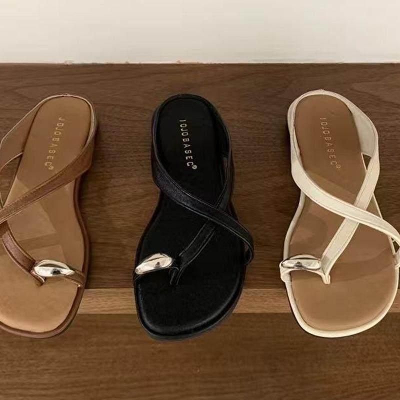 

Set of toe slippers for women to wear summer new sandals with skirts for vacation beach soft-soled flat sandals 40 чёрный