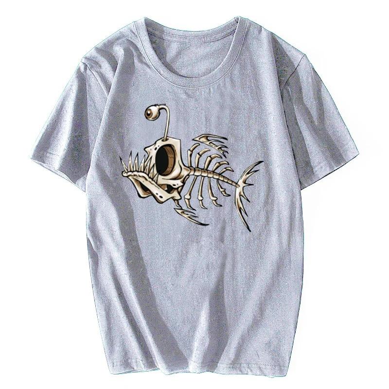 Bonefish Skull Deep Sea Fish Skeleton Funny Fisherman Angler T-Shirt Cotton O-Neck Short Sleeve Men T Shirt Oversize Streetwear