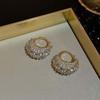 Korean Gold Zircon Water Drop Stud Earrings for Women Exquisite Elegant Thick Hollow Teardrop Earrings Wedding Jewelry