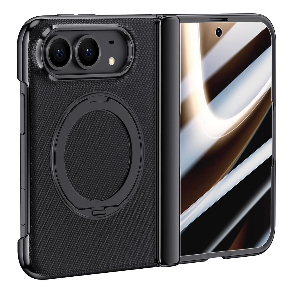 Für iPhone Duo Case Matts Leder Scharnier Drehbarer Halter Magnetisches Kabelloses Laden Mit Gehärtetem Glasfilm Stoßfeste Hülle