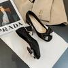 New Women Shoes Mid Heel Pumps Silk Upper Crystal Bowknot High Heel Shoes Girl Fashion Dress Shoes