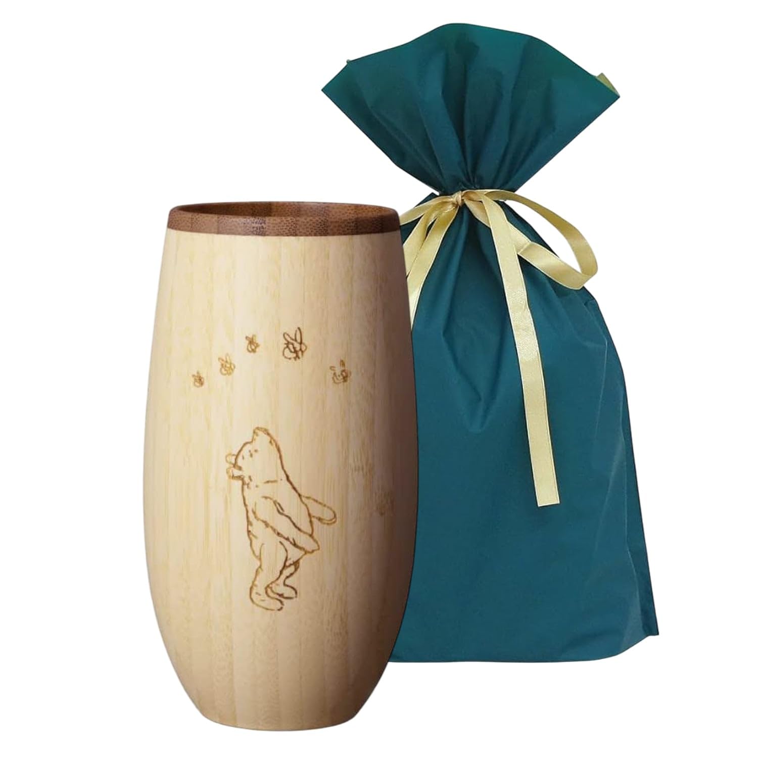 

[Set] 2-Piece Set (RIVERET CLASSIC POOH Cocoon Tumbler, 330ml, Bamboo, Dishwasher Safe, RV-120WCP, and Gift Bag with Ribbon)