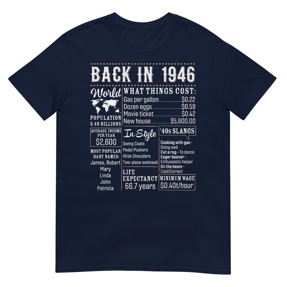 Vintage 1946 Dual Sided 80th Birthday 80 Years Old Tshirt S