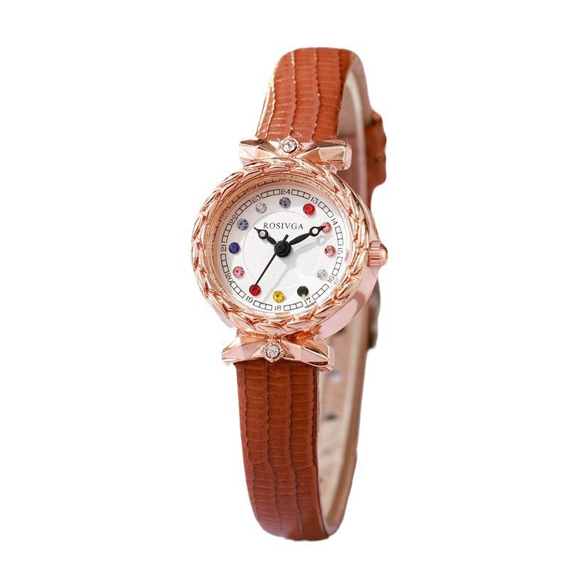 Women' Watches Rhinestone Quartz Wristwatch Leather Strap Watch