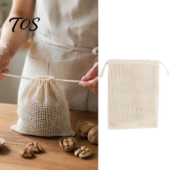 Reusable Vegetable Storage Bags Cotton Mesh Bag with Drawstring Closure, Eco-friendly Washable Eco Conscious Food Keeper Organizer, Sustainable