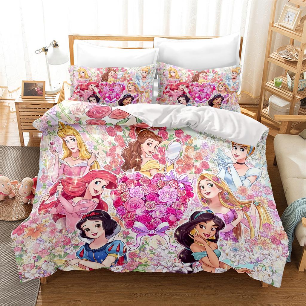 Princess Series Disney Princess Aina Christmas Gifts 3D Children'S Bedding Set 3-Piece Comforte 100% Polyester Anime Home