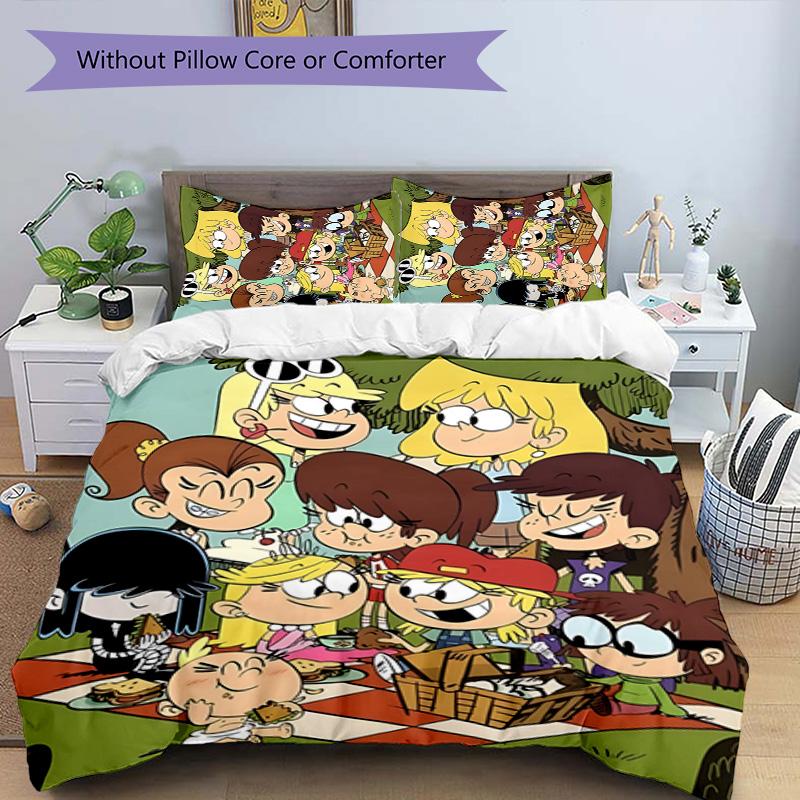 Loud House 3pcs Bedding Set Duvet Cover Closure Includes 1 Duvet Cover & 2 Pillowcases for All Seasons Bedroom Home Dorm Decor