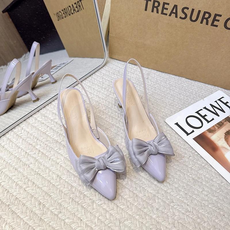 2025 Sommer Neue Damen Sandalen Schmetterlingsknoten Büro und Karriere Übergröße Sexy Spitzzehe Bestseller Einfarbig Hohe Absätze