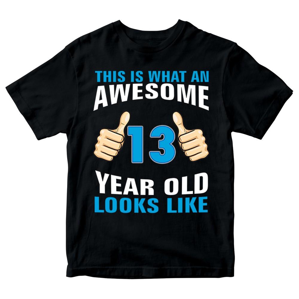 

Подарочная футболка на день рождения Потрясающий 13-летний выглядит как мальчиковая футболка M