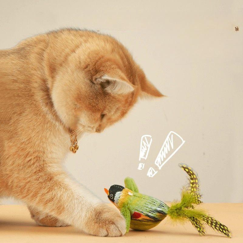 Interactive Cat Toy with Flapping Birds - Self-Amusing Wall Hanging Teaser with Catnip for Indoor Chase & Play, Durable Design