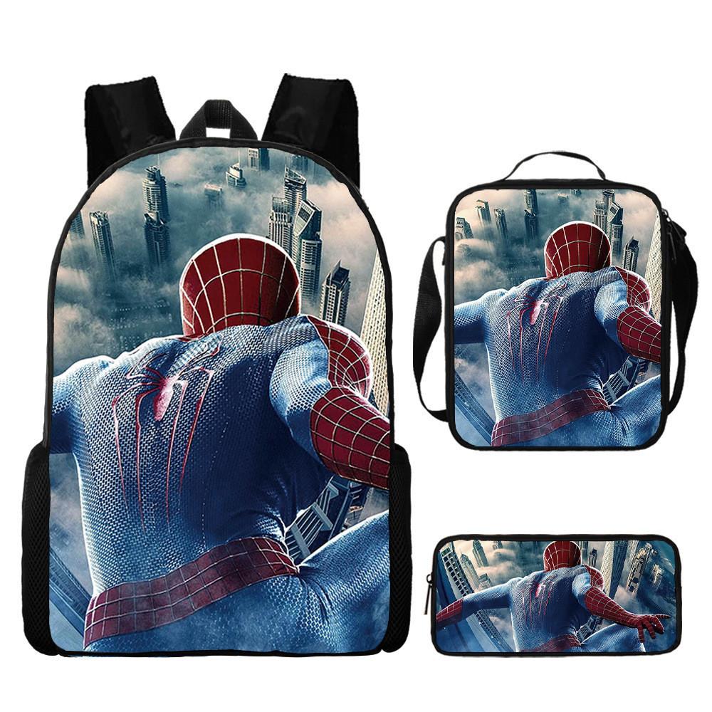 Spiderman School Backpack Set With Oxford Fabric Breathable Waterproof For Kids